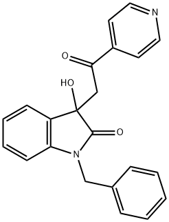 1-benzyl-3-hydroxy-3-[2-oxo-2-(4-pyridinyl)ethyl]-1,3-dihydro-2H-indol-2-one Struktur