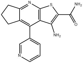 3-amino-4-(3-pyridinyl)-6,7-dihydro-5H-cyclopenta[b]thieno[3,2-e]pyridine-2-carboxamide Struktur