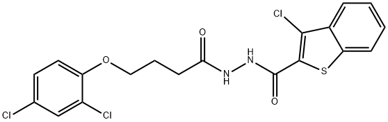 3-chloro-N'-[4-(2,4-dichlorophenoxy)butanoyl]-1-benzothiophene-2-carbohydrazide Struktur