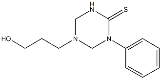 5-(3-hydroxypropyl)-1-phenyl-1,3,5-triazinane-2-thione Struktur