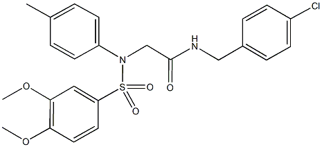 2-[{[3,4-bis(methyloxy)phenyl]sulfonyl}(4-methylphenyl)amino]-N-[(4-chlorophenyl)methyl]acetamide Struktur