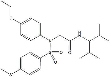 2-([4-(ethyloxy)phenyl]{[4-(methylsulfanyl)phenyl]sulfonyl}amino)-N-[2-methyl-1-(1-methylethyl)propyl]acetamide Struktur