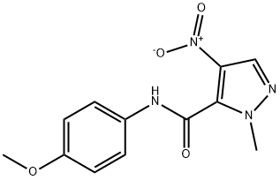 4-nitro-N-(4-methoxyphenyl)-1-methyl-1H-pyrazole-5-carboxamide Struktur