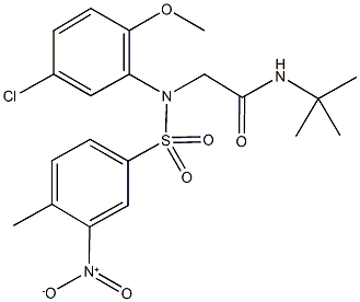 N-(tert-butyl)-2-[5-chloro({3-nitro-4-methylphenyl}sulfonyl)-2-methoxyanilino]acetamide Struktur