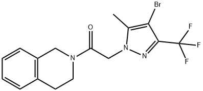 2-{[4-bromo-5-methyl-3-(trifluoromethyl)-1H-pyrazol-1-yl]acetyl}-1,2,3,4-tetrahydroisoquinoline Struktur