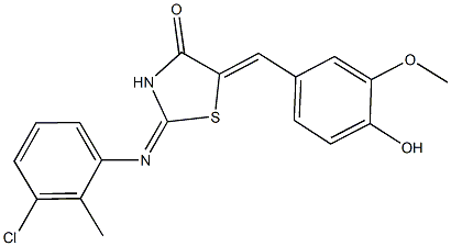 2-[(3-chloro-2-methylphenyl)imino]-5-(4-hydroxy-3-methoxybenzylidene)-1,3-thiazolidin-4-one Struktur