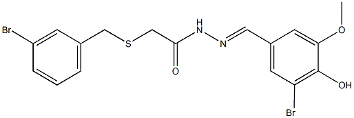 2-[(3-bromobenzyl)sulfanyl]-N'-(3-bromo-4-hydroxy-5-methoxybenzylidene)acetohydrazide Struktur