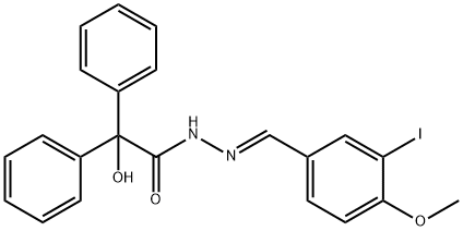 2-hydroxy-N'-(3-iodo-4-methoxybenzylidene)-2,2-diphenylacetohydrazide Struktur