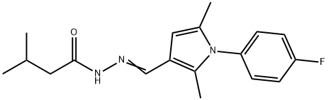 N'-{[1-(4-fluorophenyl)-2,5-dimethyl-1H-pyrrol-3-yl]methylene}-3-methylbutanohydrazide Struktur