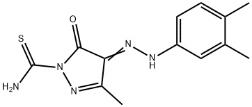 4-[(3,4-dimethylphenyl)hydrazono]-3-methyl-5-oxo-4,5-dihydro-1H-pyrazole-1-carbothioamide Struktur