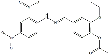 4-(2-{2,4-dinitrophenyl}carbohydrazonoyl)-2-ethoxyphenyl acetate Struktur