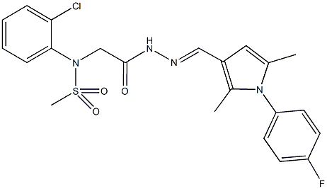 N-(2-chlorophenyl)-N-[2-(2-{[1-(4-fluorophenyl)-2,5-dimethyl-1H-pyrrol-3-yl]methylene}hydrazino)-2-oxoethyl]methanesulfonamide Struktur