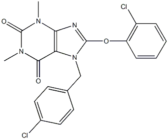 7-(4-chlorobenzyl)-8-(2-chlorophenoxy)-1,3-dimethyl-3,7-dihydro-1H-purine-2,6-dione Struktur