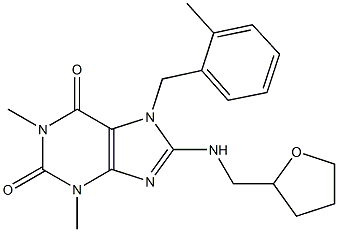 1,3-dimethyl-7-(2-methylbenzyl)-8-[(tetrahydro-2-furanylmethyl)amino]-3,7-dihydro-1H-purine-2,6-dione Struktur