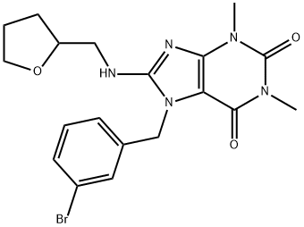 7-(3-bromobenzyl)-1,3-dimethyl-8-[(tetrahydro-2-furanylmethyl)amino]-3,7-dihydro-1H-purine-2,6-dione Struktur