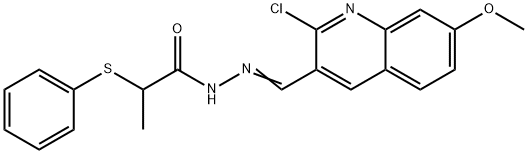 N'-[(2-chloro-7-methoxy-3-quinolinyl)methylene]-2-(phenylsulfanyl)propanohydrazide Struktur