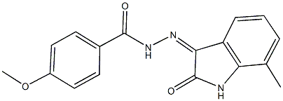 4-methoxy-N'-(7-methyl-2-oxo-1,2-dihydro-3H-indol-3-ylidene)benzohydrazide Struktur