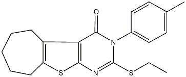 2-(ethylsulfanyl)-3-(4-methylphenyl)-3,5,6,7,8,9-hexahydro-4H-cyclohepta[4,5]thieno[2,3-d]pyrimidin-4-one Struktur