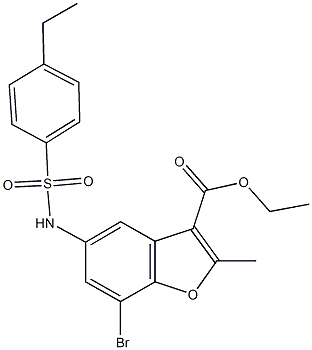 ethyl 7-bromo-5-{[(4-ethylphenyl)sulfonyl]amino}-2-methyl-1-benzofuran-3-carboxylate Struktur