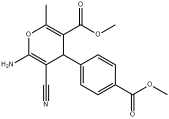 methyl 6-amino-5-cyano-4-[4-(methoxycarbonyl)phenyl]-2-methyl-4H-pyran-3-carboxylate Struktur