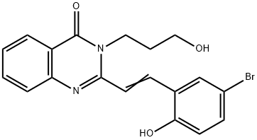 2-[2-(5-bromo-2-hydroxyphenyl)vinyl]-3-(3-hydroxypropyl)-4(3H)-quinazolinone Struktur