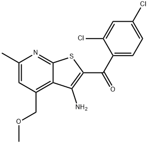 [3-amino-4-(methoxymethyl)-6-methylthieno[2,3-b]pyridin-2-yl](2,4-dichlorophenyl)methanone Struktur