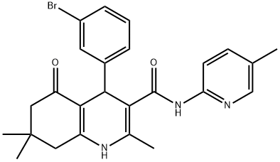 4-(3-bromophenyl)-2,7,7-trimethyl-N-(5-methyl-2-pyridinyl)-5-oxo-1,4,5,6,7,8-hexahydro-3-quinolinecarboxamide Struktur