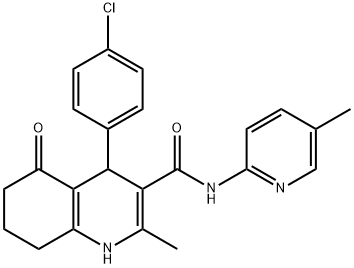 4-(4-chlorophenyl)-2-methyl-N-(5-methyl-2-pyridinyl)-5-oxo-1,4,5,6,7,8-hexahydro-3-quinolinecarboxamide Struktur