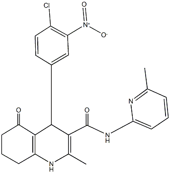 4-{4-chloro-3-nitrophenyl}-2-methyl-N-(6-methylpyridin-2-yl)-5-oxo-1,4,5,6,7,8-hexahydroquinoline-3-carboxamide Struktur