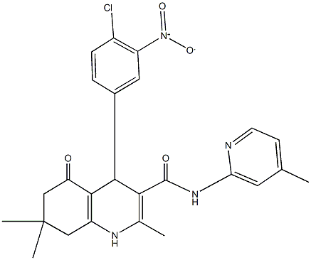 4-{4-chloro-3-nitrophenyl}-2,7,7-trimethyl-N-(4-methylpyridin-2-yl)-5-oxo-1,4,5,6,7,8-hexahydroquinoline-3-carboxamide Struktur