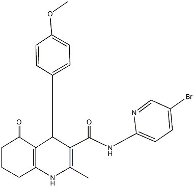 N-(5-bromo-2-pyridinyl)-4-(4-methoxyphenyl)-2-methyl-5-oxo-1,4,5,6,7,8-hexahydro-3-quinolinecarboxamide Struktur