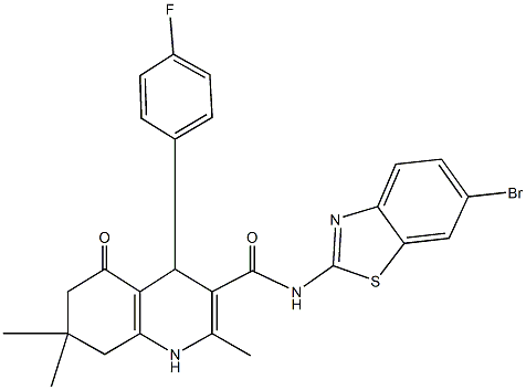 N-(6-bromo-1,3-benzothiazol-2-yl)-4-(4-fluorophenyl)-2,7,7-trimethyl-5-oxo-1,4,5,6,7,8-hexahydroquinoline-3-carboxamide Struktur