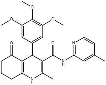 2-methyl-N-(4-methylpyridin-2-yl)-5-oxo-4-(3,4,5-trimethoxyphenyl)-1,4,5,6,7,8-hexahydroquinoline-3-carboxamide Struktur