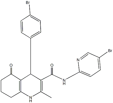 4-(4-bromophenyl)-N-(5-bromo-2-pyridinyl)-2-methyl-5-oxo-1,4,5,6,7,8-hexahydro-3-quinolinecarboxamide Struktur