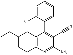 2-amino-4-(2-chlorophenyl)-6-ethyl-5,6,7,8-tetrahydro-3-quinolinecarbonitrile Struktur