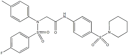 2-{[(4-fluorophenyl)sulfonyl]-4-methylanilino}-N-[4-(1-piperidinylsulfonyl)phenyl]acetamide Struktur