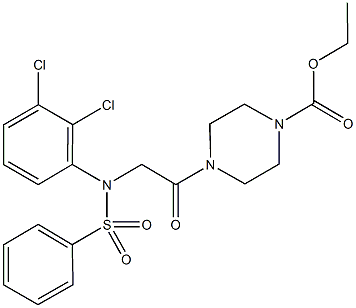 ethyl 4-{[2,3-dichloro(phenylsulfonyl)anilino]acetyl}-1-piperazinecarboxylate Struktur