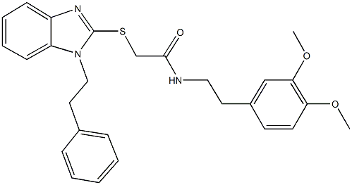 N-[2-(3,4-dimethoxyphenyl)ethyl]-2-{[1-(2-phenylethyl)-1H-benzimidazol-2-yl]sulfanyl}acetamide Struktur