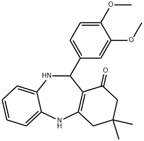 11-(3,4-dimethoxyphenyl)-3,3-dimethyl-2,3,4,5,10,11-hexahydro-1H-dibenzo[b,e][1,4]diazepin-1-one Struktur