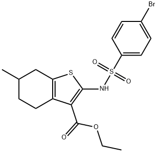 ethyl 2-{[(4-bromophenyl)sulfonyl]amino}-6-methyl-4,5,6,7-tetrahydro-1-benzothiophene-3-carboxylate Struktur