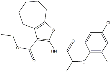 ethyl 2-{[2-(4-chloro-2-methylphenoxy)propanoyl]amino}-5,6,7,8-tetrahydro-4H-cyclohepta[b]thiophene-3-carboxylate Struktur