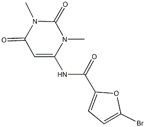 5-bromo-N-(1,3-dimethyl-2,6-dioxo-1,2,3,6-tetrahydro-4-pyrimidinyl)-2-furamide Struktur