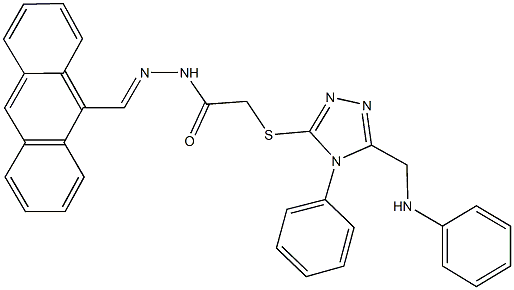 2-{[5-(anilinomethyl)-4-phenyl-4H-1,2,4-triazol-3-yl]sulfanyl}-N'-(9-anthrylmethylene)acetohydrazide Struktur