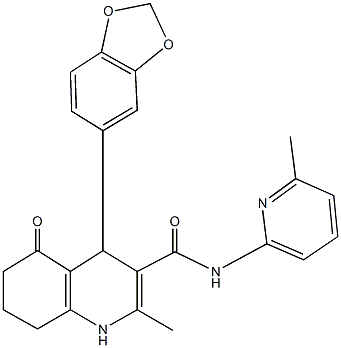 4-(1,3-benzodioxol-5-yl)-2-methyl-N-(6-methyl-2-pyridinyl)-5-oxo-1,4,5,6,7,8-hexahydro-3-quinolinecarboxamide Struktur