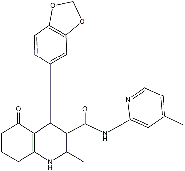 4-(1,3-benzodioxol-5-yl)-2-methyl-N-(4-methylpyridin-2-yl)-5-oxo-1,4,5,6,7,8-hexahydroquinoline-3-carboxamide Struktur