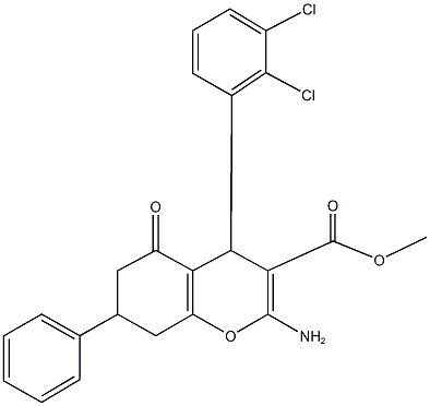 methyl 2-amino-4-(2,3-dichlorophenyl)-5-oxo-7-phenyl-5,6,7,8-tetrahydro-4H-chromene-3-carboxylate Struktur