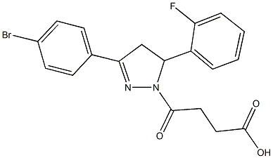 4-[3-(4-bromophenyl)-5-(2-fluorophenyl)-4,5-dihydro-1H-pyrazol-1-yl]-4-oxobutanoic acid Struktur