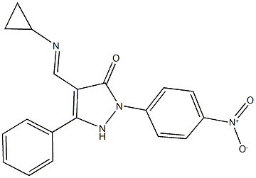 4-[(cyclopropylimino)methyl]-2-{4-nitrophenyl}-5-phenyl-1,2-dihydro-3H-pyrazol-3-one Struktur