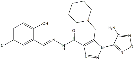 1-(4-amino-1,2,5-oxadiazol-3-yl)-N'-(5-chloro-2-hydroxybenzylidene)-5-(1-piperidinylmethyl)-1H-1,2,3-triazole-4-carbohydrazide Struktur