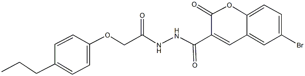 6-bromo-2-oxo-N'-[(4-propylphenoxy)acetyl]-2H-chromene-3-carbohydrazide Struktur